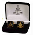 Square Black W/ Gold Masonic Compass & Square Cuff Links
